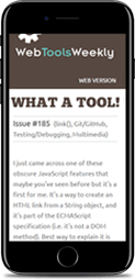 Web Tools Weekly on mobile phone